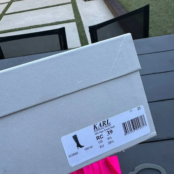 Clergerie Karl Knee HighTall Boots Soft Lambskin Leather Sz 8.5 Black Heels - Picture 3 of 13